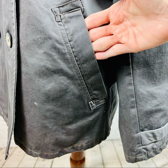 VTG 90s The Territory Ahead Flannel Lined Double Breasted Gray Barn Coat Jacket - Picture 9 of 16